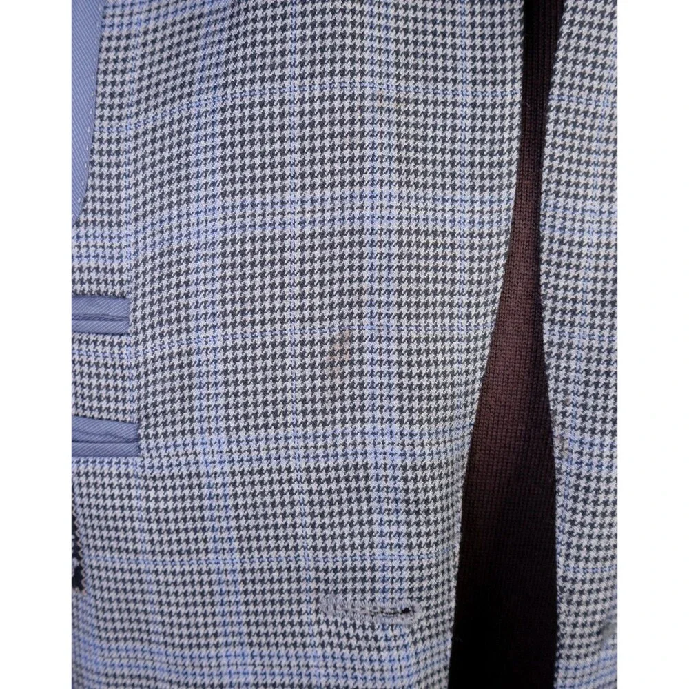 DAVID AUGUST Couture Blazer Men's 38XS Houndstooth Plaid Surgeon's Cuffs Jacket